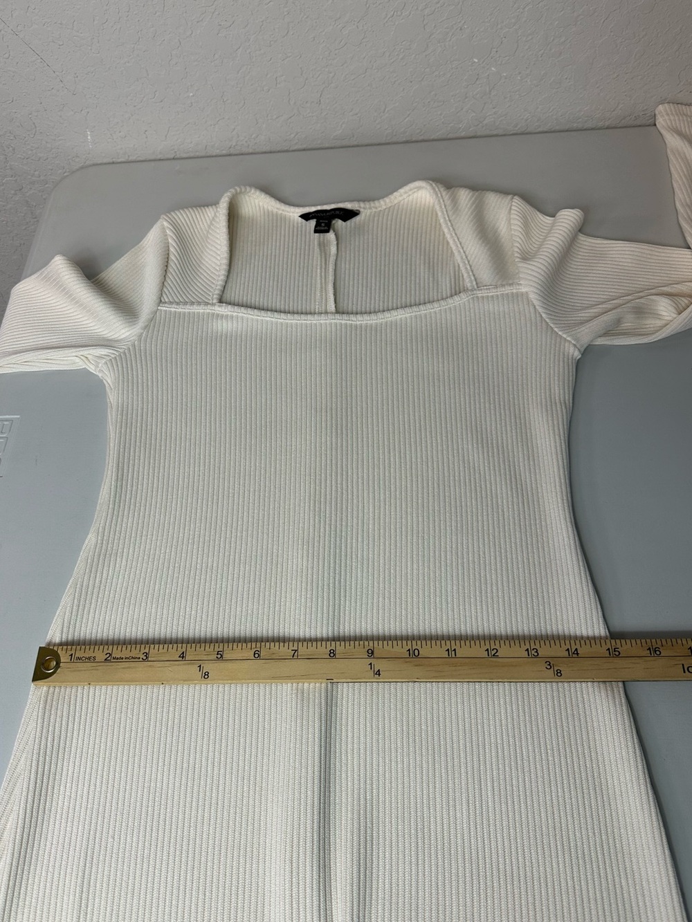 Banana Republic Women’s Ribbed Knit Long Sleeve Midi Dress Cream Size Small P - Picture 8 of 10
